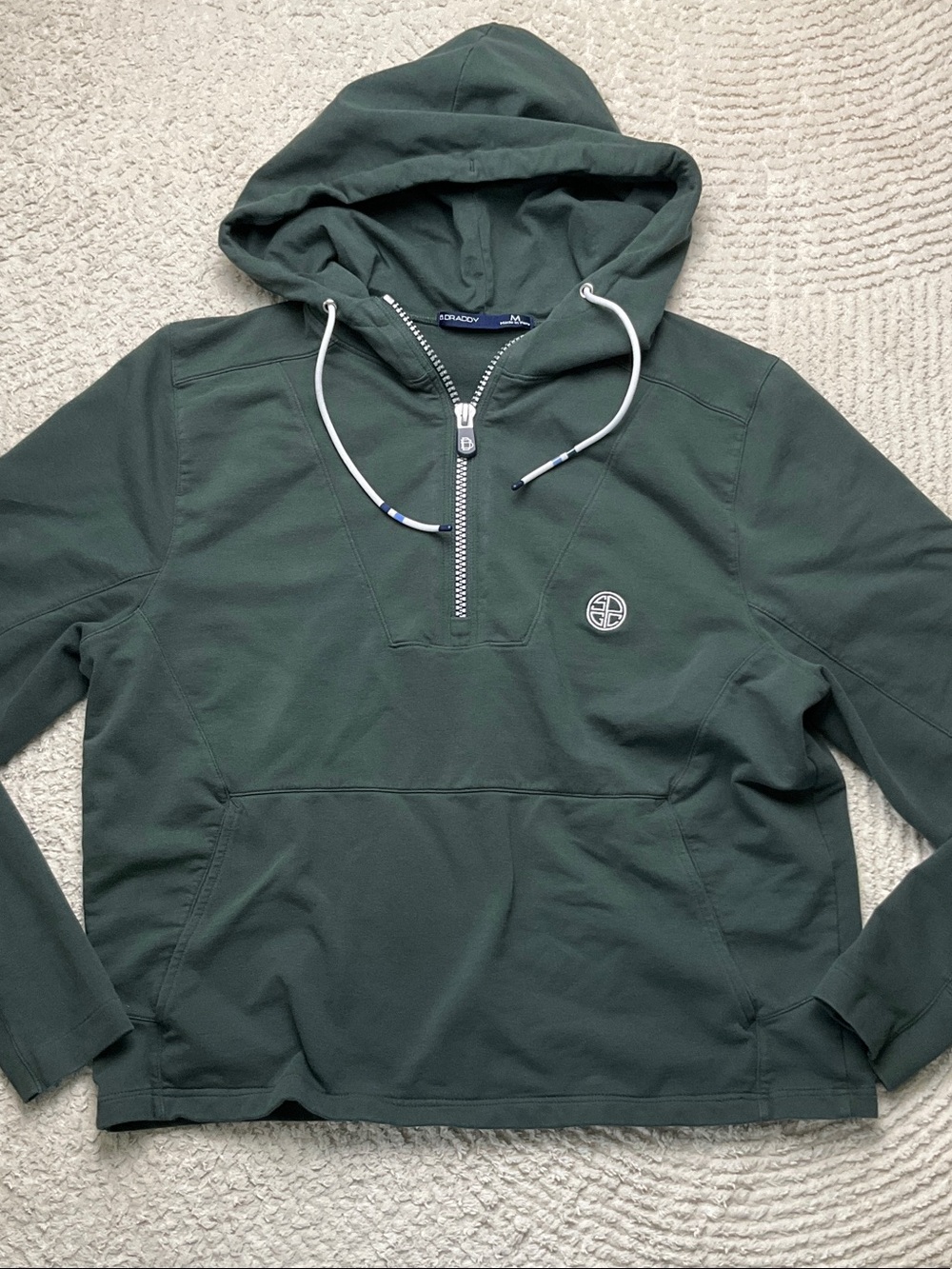 B. Draddy PROCTOR COTTON FRENCH TERRY QUARTER ZIP HOODIE Size Medium *Embrodery